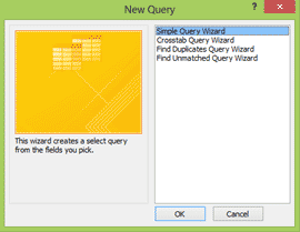 Choose Simple Query Wizard