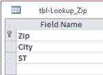 Zip Lookup Table