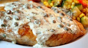 Halibut Steak with Green Sauce