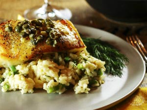 Chilean Sea Bass with Lemon, Dill & Caper Sauce